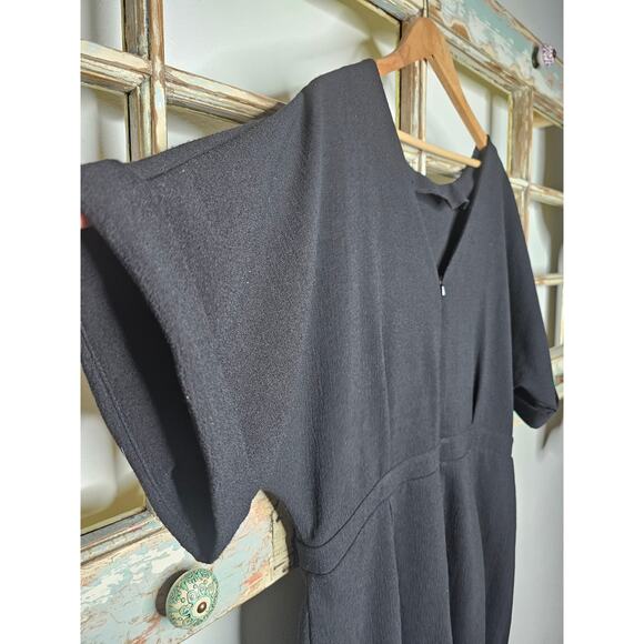 NWT Asos Black Basic Midi Dress Back V-Neck Ladies Size 16 - Picture 3 of 9